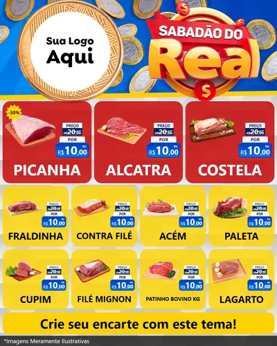 Modelo de Rede Social para Feed Instagram com o tema Sabadão do Real para Açougue