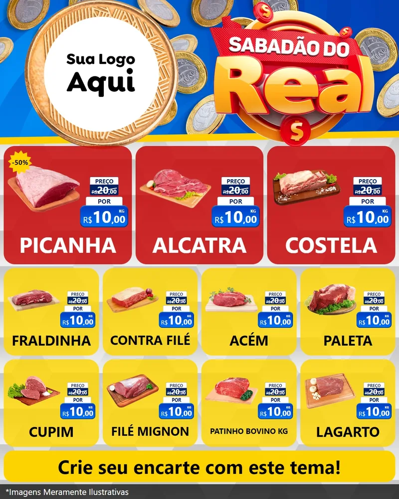 Modelo de Rede Social para Feed Instagram com o tema Sabadão do Real para Açougue