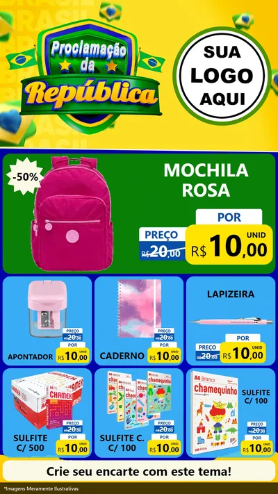 Modelo de Rede Social para Stories com o tema Proclamação da República para Papelaria