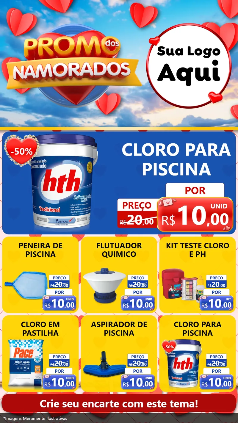 Modelo de Rede Social para Stories com o tema Promo dos Namorados para Produtos para Piscina