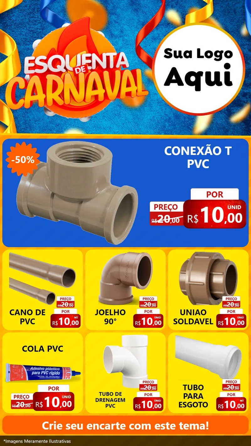 Modelo de Rede Social para Stories com o tema Esquenta de Carnaval para Tubos e conexões