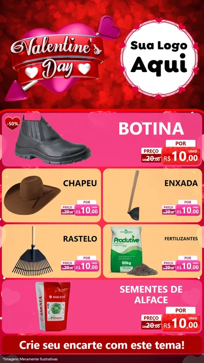 Modelo de TV para TV Vertical com o tema Valentine's Day para Agropecuária