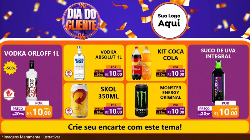 Modelo de TV para TV Horizontal com o tema Dia do Cliente para Distribuidora de bebidas