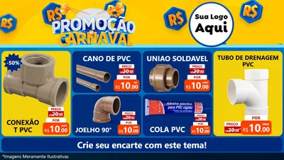 Modelo de TV para TV Horizontal com o tema Promoção de Carnaval para Tubos e conexões