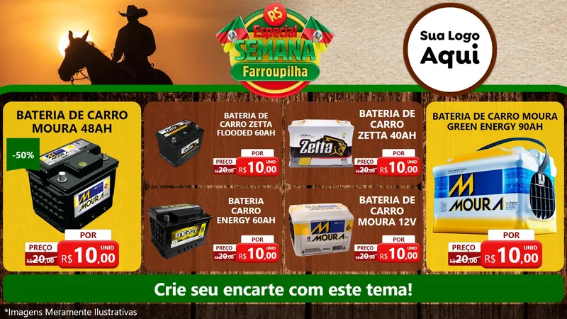 Modelo de TV para TV Horizontal com o tema Especial Semana Farroupilha para Baterias Elétricas