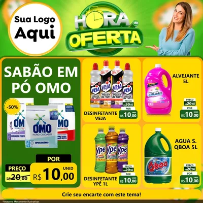 Modelo de Rede Social para Feed Facebook com o tema Hora da Oferta para Produtos de Limpeza