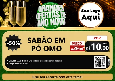 Modelo de Cartaz para Cartaz A4 Horizontal com o tema Grandes Ofertas de Ano Novo para Produtos de Limpeza