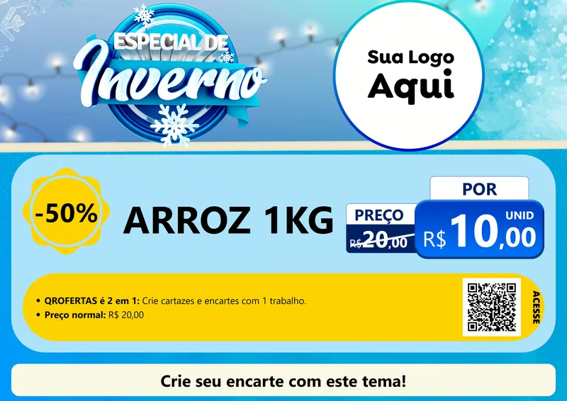 Modelo de Cartaz para Cartaz A4 Horizontal com o tema Especial de Inverno para Supermercado