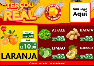 Modelo de Encarte para Encarte A4 Horizontal com o tema Terçou do Real para Hortifrúti