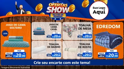 Modelo de TV para TV Horizontal com o tema Ofertas Show No Fim De Semana para Cama, Mesa e Banho