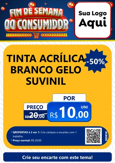 Modelo de Cartaz para Cartaz A4 Vertical com o tema Fim de Semana do Consumidor para Tintas e Ferramentas