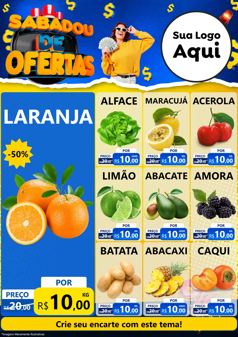 Modelo de Encarte para Encarte A4 Vertical com o tema Sabadou de Ofertas para Hortifrúti