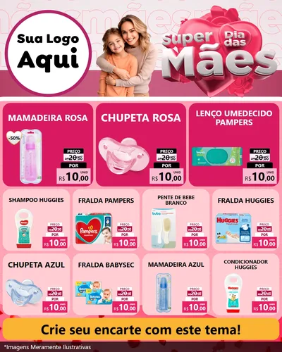 Modelo de Rede Social para Feed Instagram com o tema Super Dia Das Mães para Bebês