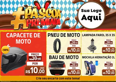 Modelo de Encarte para Encarte A4 Horizontal com o tema Páscoa Premiada para Moto peças