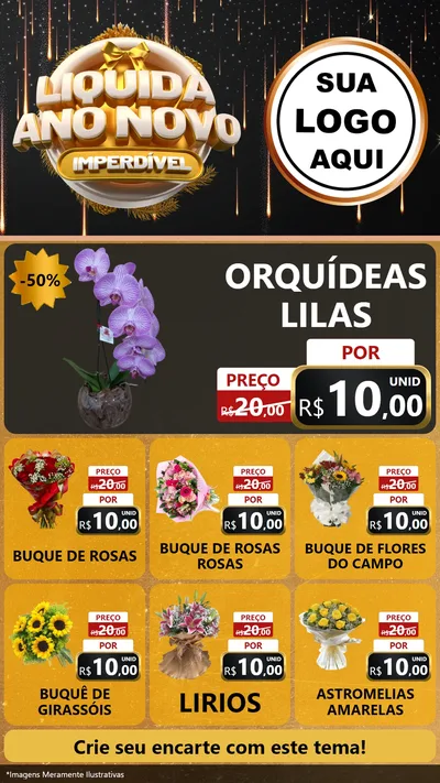 Modelo de Rede Social para Stories com o tema Liquida Ano Novo Imperdível para Floricultura e jardim