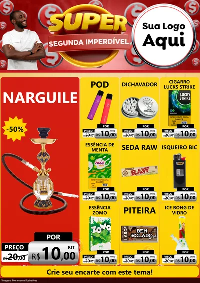 Modelo de Encarte para Encarte A4 Vertical com o tema Super Segunda Imperdível para Tabacaria