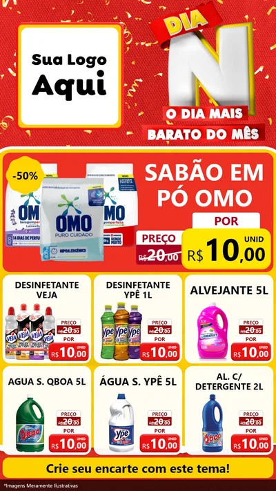 Modelo de Rede Social para Stories com o tema Dia N o Dia Mais Barato do Mês para Produtos de Limpeza
