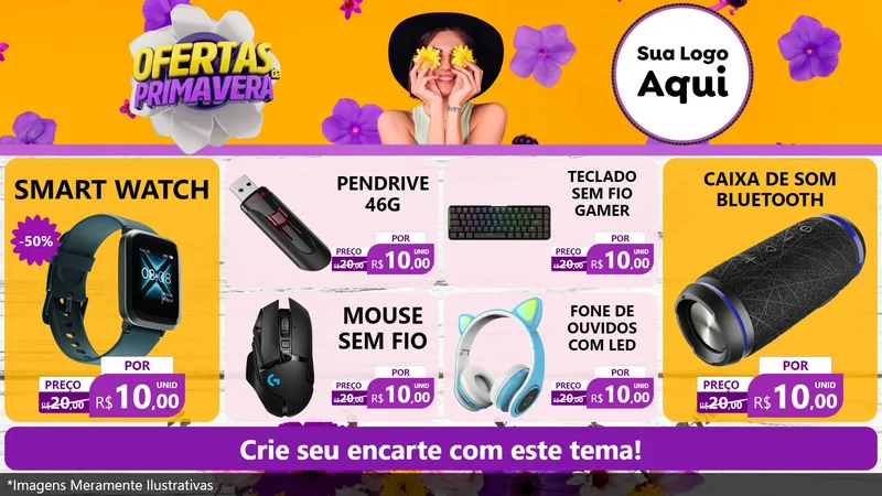 Modelo de TV para TV Horizontal com o tema Ofertas Da Primavera para Informática