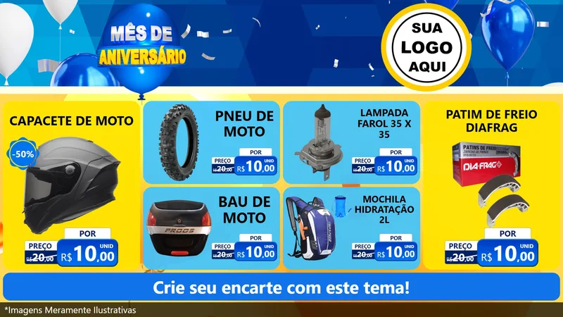 Modelo de TV para TV Horizontal com o tema Mês de Aniversário para Moto peças
