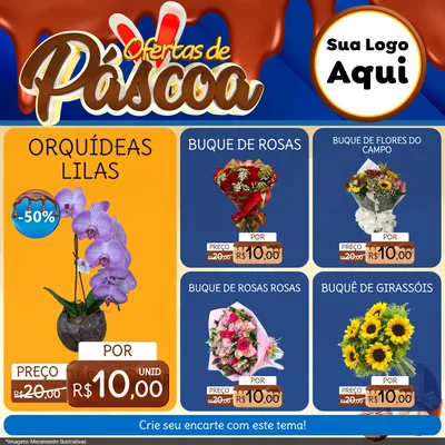 Modelo de Rede Social para Feed Facebook com o tema Ofertas de Páscoa para Floricultura e jardim