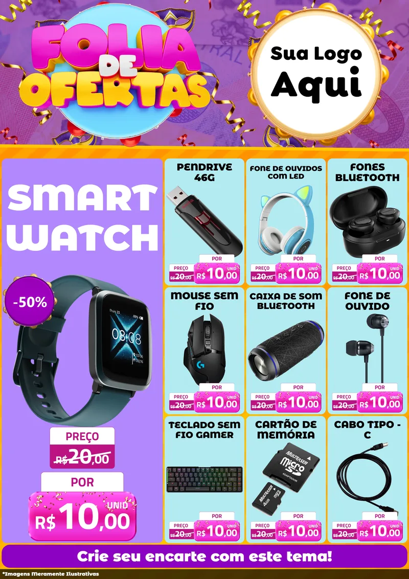 Modelo de Encarte para Encarte A4 Vertical com o tema Folia de Ofertas para Informática