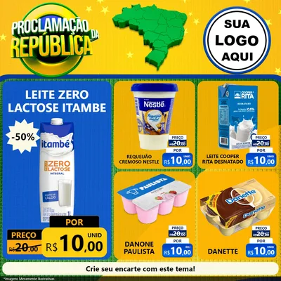 Modelo de Rede Social para Feed Facebook com o tema Proclamação da República para Frios e Laticínios