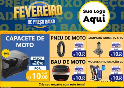 Modelo de Encarte para Encarte A4 Horizontal com o tema Fevereiro de Preço Baixo para Moto peças