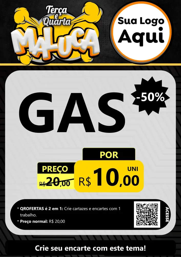 Modelo de Cartaz para Cartaz A4 Vertical com o tema Terça e Quarta Maluca para Água e gás