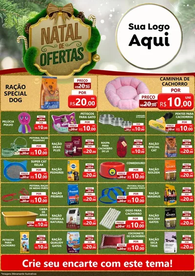 Modelo de Encarte para Encarte A4 Vertical com o tema Ofertas de Natal para Pet Shop