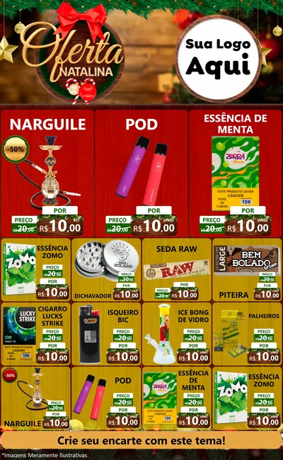 Modelo de Encarte para Encarte Grande com o tema Ofertas Natalina para Tabacaria