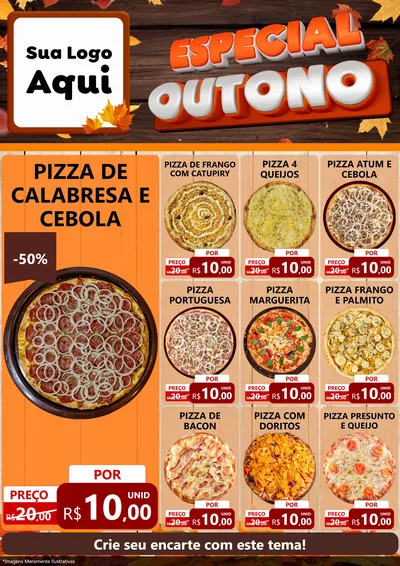 Modelo de Encarte para Encarte A4 Vertical com o tema Especial Outono para Pizzaria