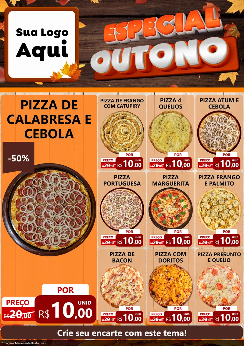 Modelo de Encarte para Encarte A4 Vertical com o tema Especial Outono para Pizzaria