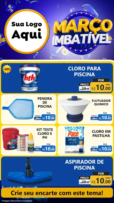 Modelo de TV para TV Vertical com o tema Março Imbatível para Produtos para Piscina