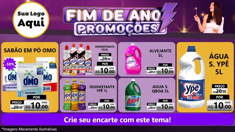 Modelo de TV para TV Horizontal com o tema Fim de Ano Promoções para Produtos de Limpeza