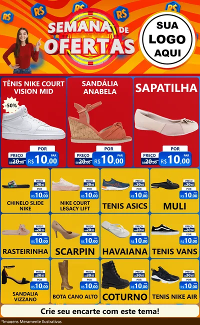 Modelo de Encarte para Encarte Grande com o tema Semana de Ofertas para Calçados