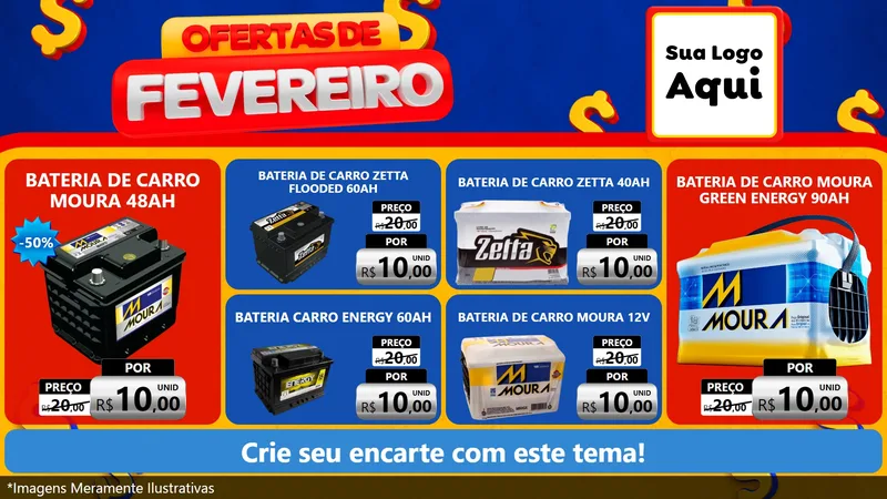 Modelo de TV para TV Horizontal com o tema Ofertas de Fevereiro para Baterias Elétricas