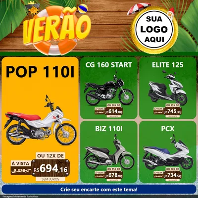 Modelo de Rede Social para Feed Facebook com o tema Verão para Concessionaria de Motos