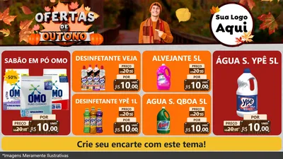 Modelo de TV para TV Horizontal com o tema Ofertas de Outono para Produtos de Limpeza