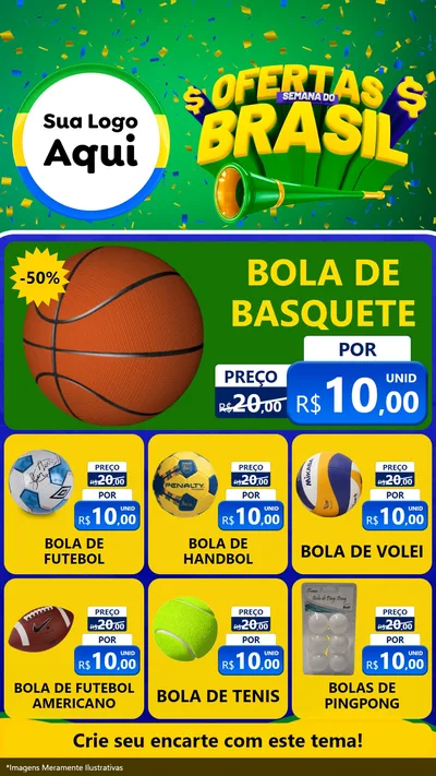 Modelo de Rede Social para Stories com o tema Ofertas Semana do Brasil para Artigos Esportivos
