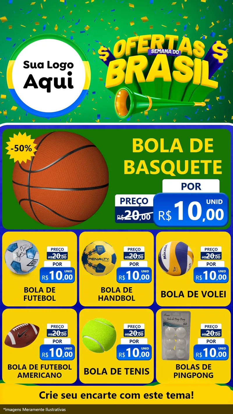 Modelo de Rede Social para Stories com o tema Ofertas Semana do Brasil para Artigos Esportivos
