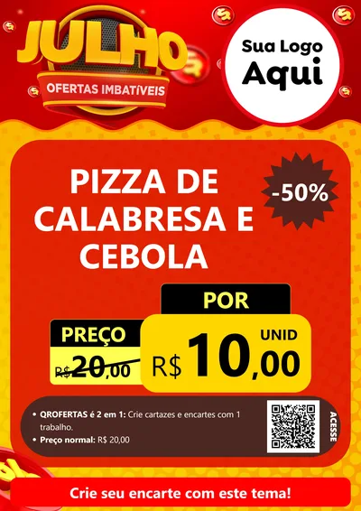 Modelo de Cartaz para Cartaz A4 Vertical com o tema Julho Ofertas Imbatíveis para Pizzaria