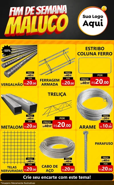 Modelo de Encarte para Encarte Grande com o tema Final de Semana Maluco para Ferragens
