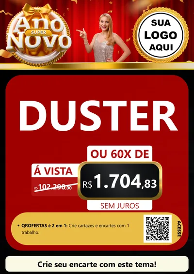 Modelo de Cartaz para Cartaz A4 Vertical com o tema Super Ano Novo para Concessionaria de Carros