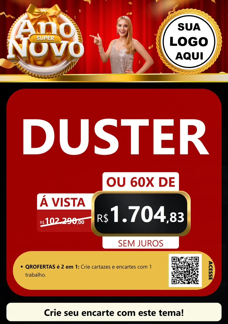 Modelo de Cartaz para Cartaz A4 Vertical com o tema Super Ano Novo para Concessionaria de Carros
