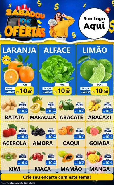 Modelo de Encarte para Encarte Grande com o tema Sabadou de Ofertas para Hortifrúti