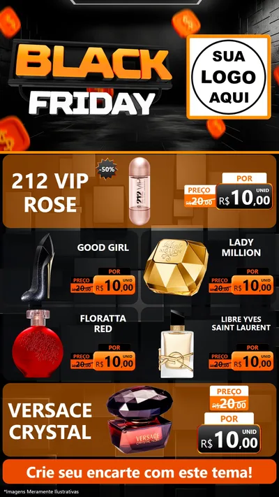 Modelo de TV para TV Vertical com o tema Black Friday para Perfumes