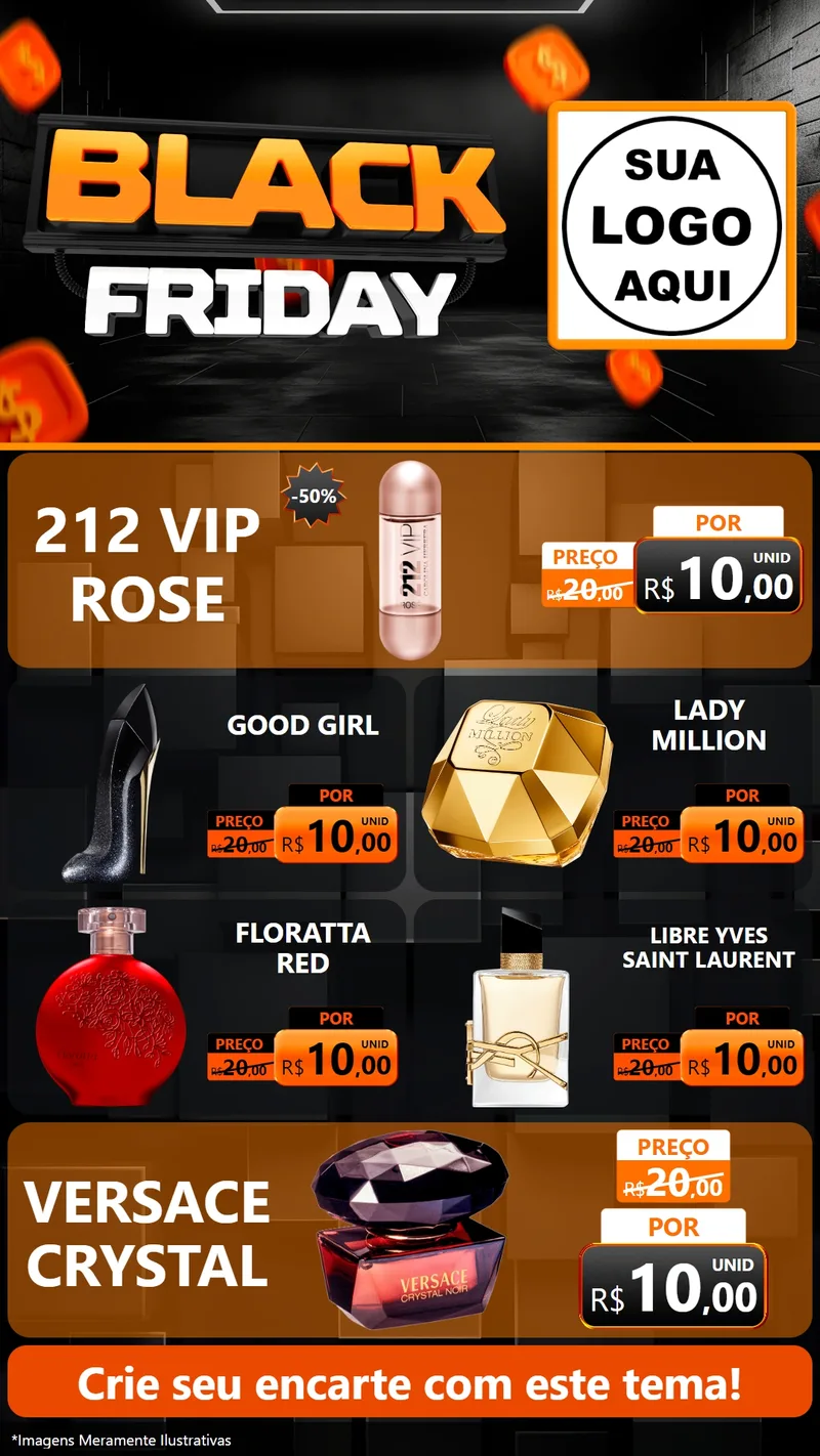 Modelo de TV para TV Vertical com o tema Black Friday para Perfumes