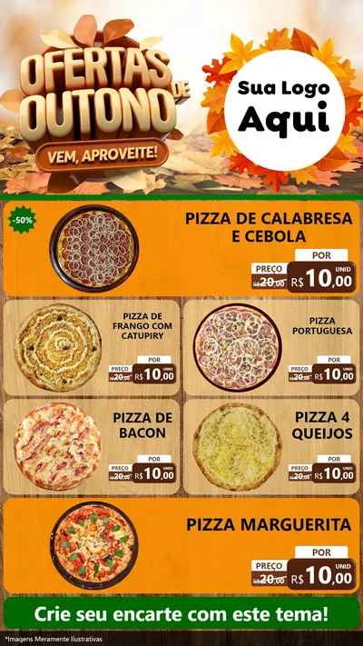 Modelo de TV para TV Vertical com o tema Ofertas de Outono - Vem, Aproveite! para Pizzaria