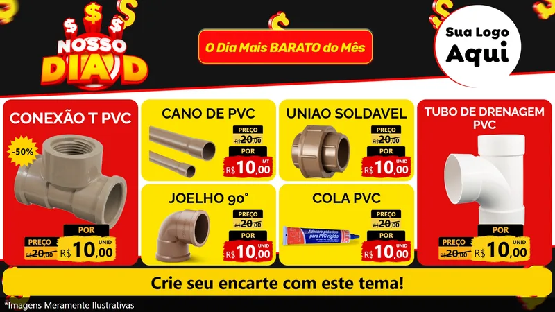 Modelo de TV para TV Horizontal com o tema Nosso Dia D para Tubos e conexões