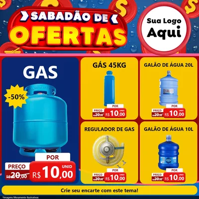 Modelo de Rede Social para Feed Facebook com o tema Sabadão de Ofertas para Água e gás